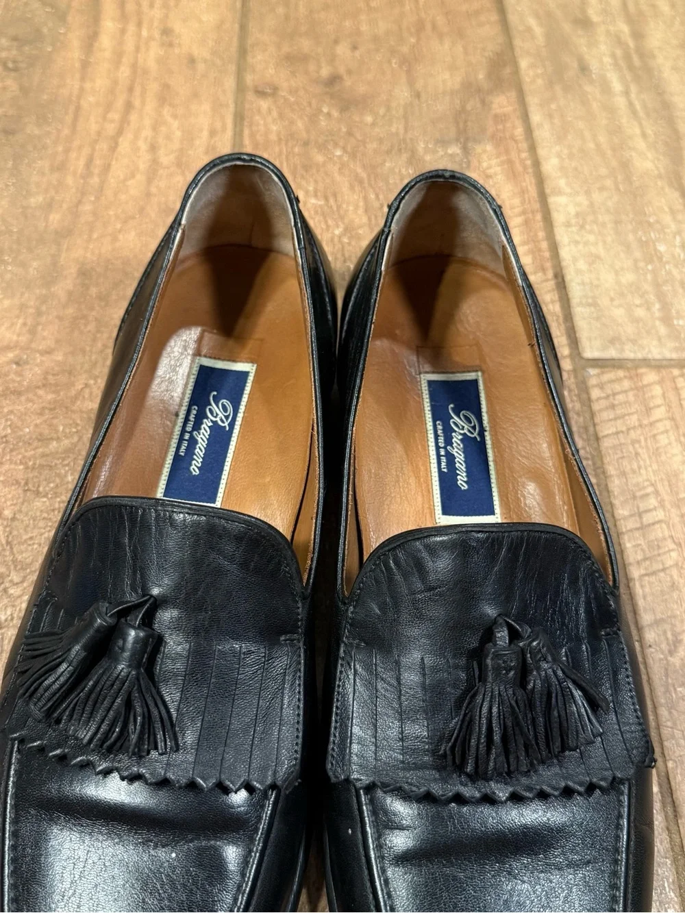 Bragano Men’s Shoes Size 10.5 M Black Leather Kiltie Tassel Loafers Size